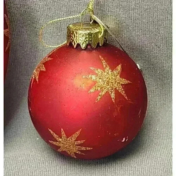 Seasons of Cannon Falls Blown Glass Christmas Ornaments Red Ball & 6.5" Teardrop - Picture 2 of 7